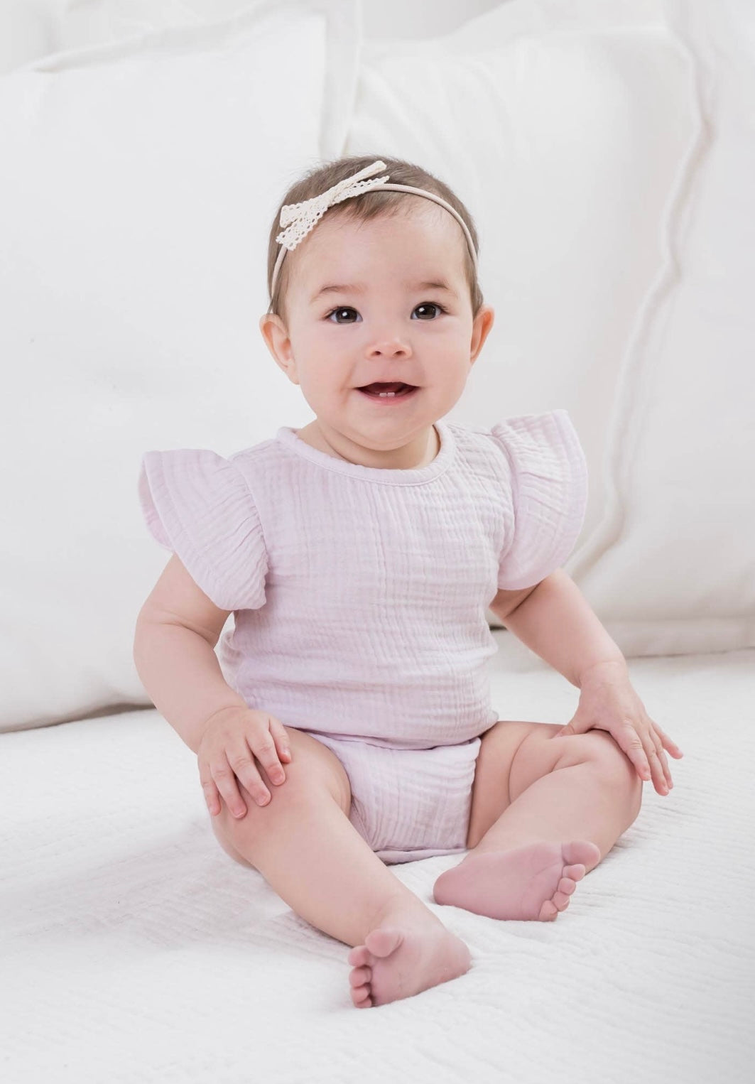 Elin Muslin Flutter Sleeve Bodysuit / Lavender