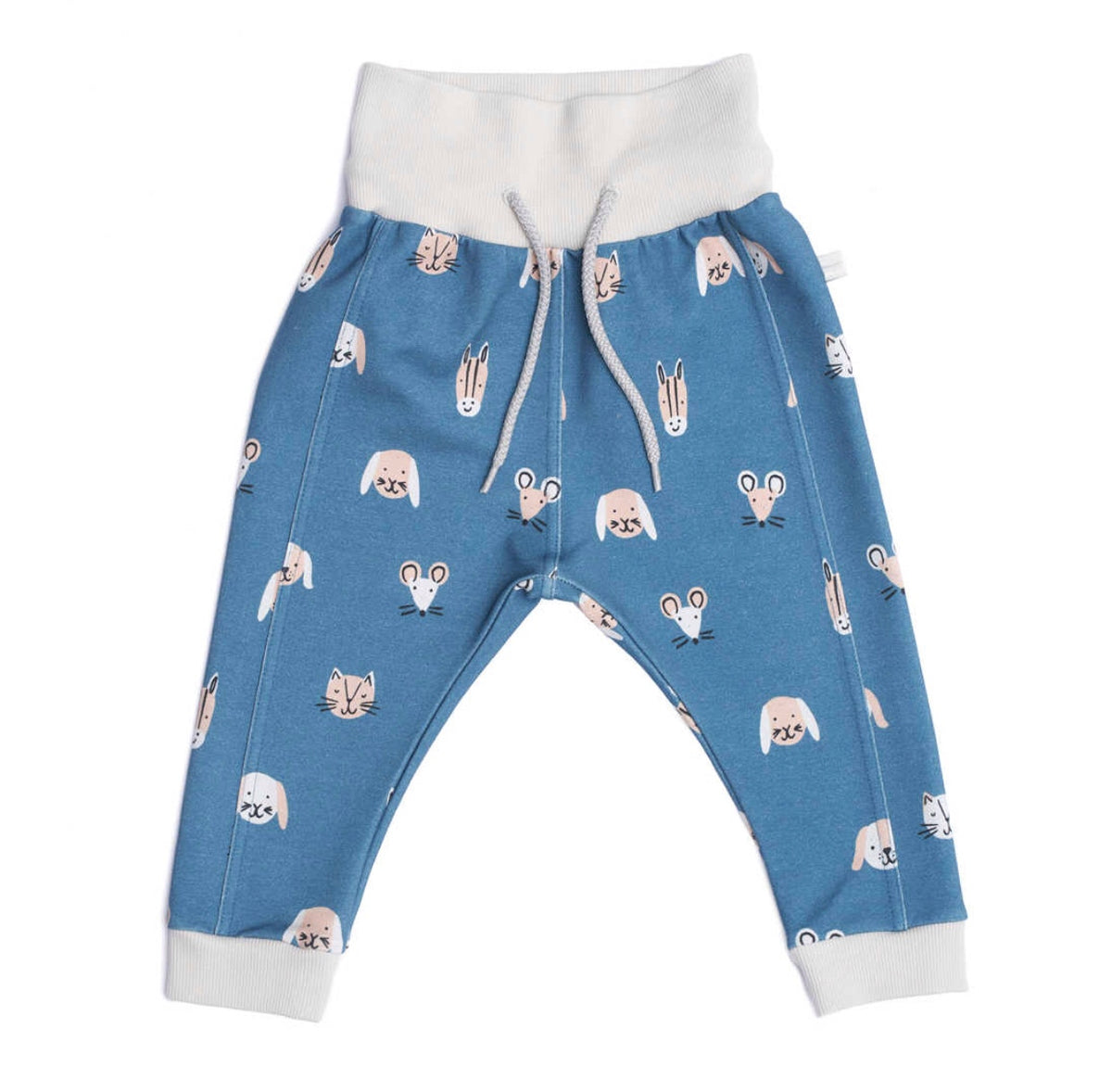Roll Waistband trouser, Navy Animal print