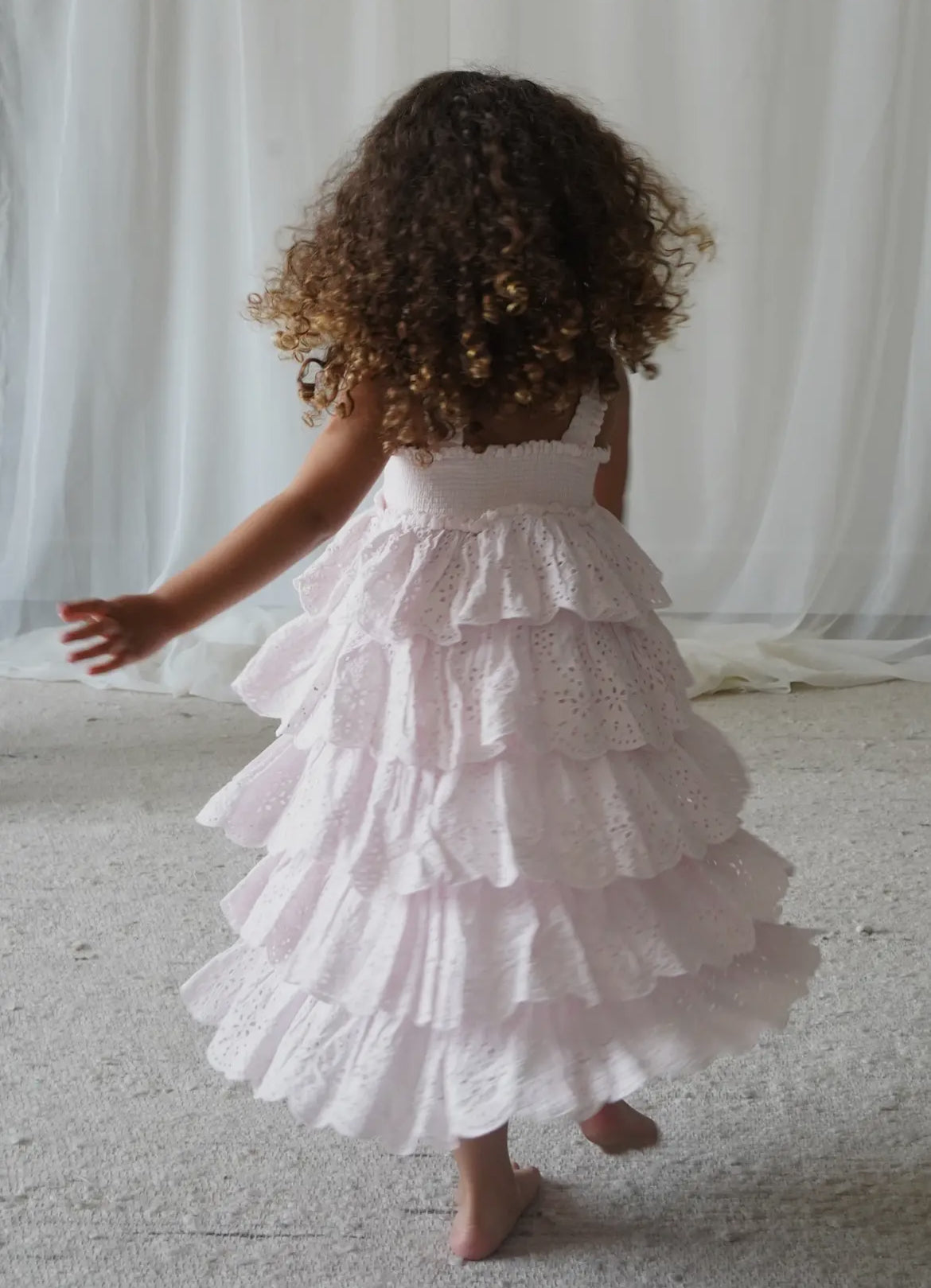 Amelie| Muslin Cotton Anglaise Dress| seashell