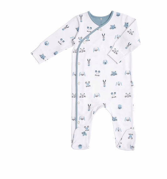 Kimono Sleepsuit, Snow Pet Print