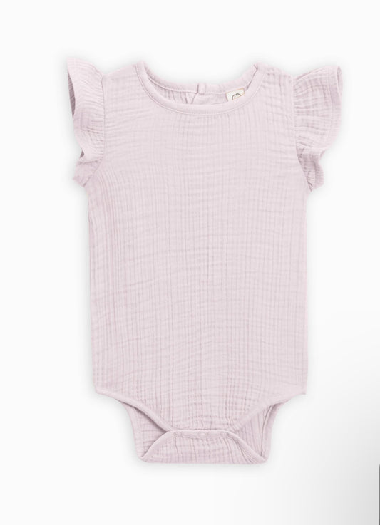 Elin Muslin Flutter Sleeve Bodysuit / Lavender