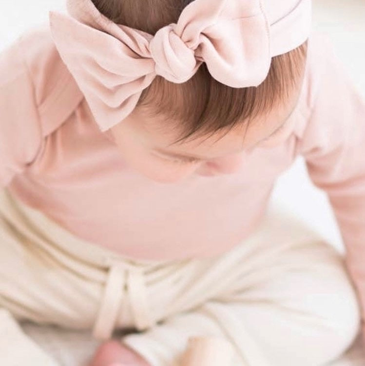 Knit Bow Wrap headband | Blush