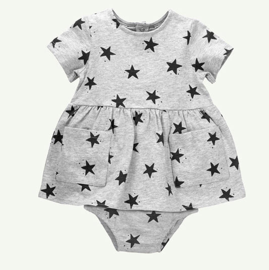 Star Print Dress with Diaper cover