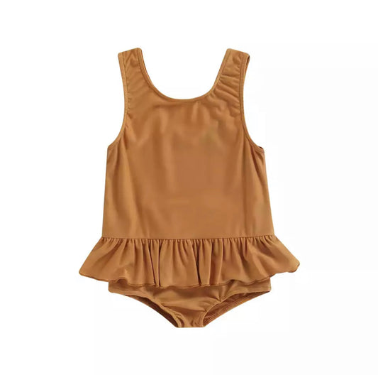 Baby girl One Piece Swimsuit in solid yellow