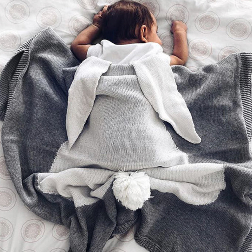 GREY COTTON BUNNY BLANKET
