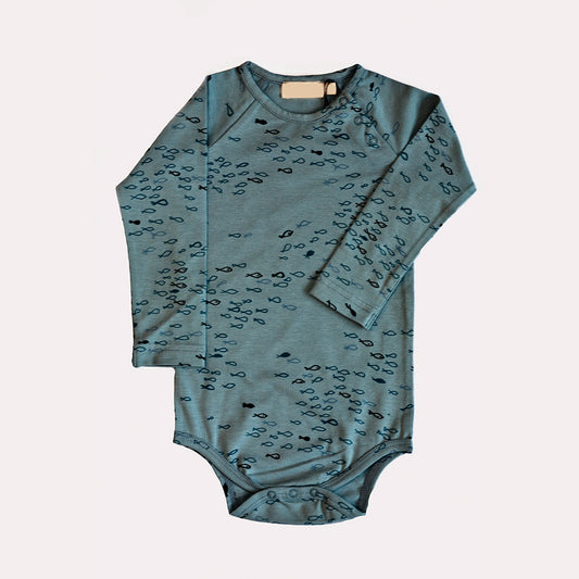 ORGANIC COTTON FISH PRINT BODYSUIT