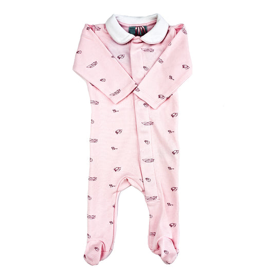 Pink Feather Cotton Sleepsuit